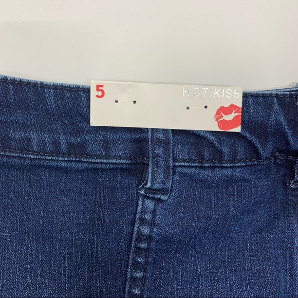 Hot Kiss Exposed Button Fly Fitted Mini Skirt Dark Faded Washed New Nwt Size 5 - Picture 3 of 15